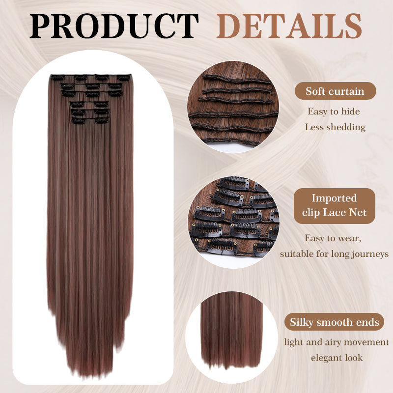 24inch Hair Extensions for Women 6PCS Long Soft Synthetic Natural Hairpieces - Anaya Beauty