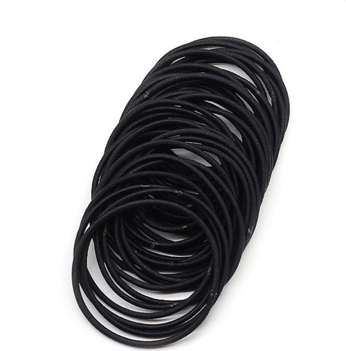 100Pcs Black Elastic Hair Ties - Anaya Beauty