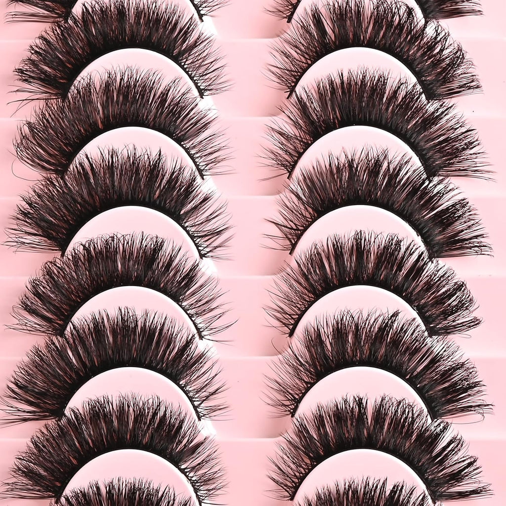 Cat Eye Lashes Mink Eyelashes Strips Natural Fluffy Russian Strip Eyelash Extension Looking Wispy Full Volume Fox Lash CC Curl Dramatic Short 8Mm-15Mm Pestañas Postizas for Women