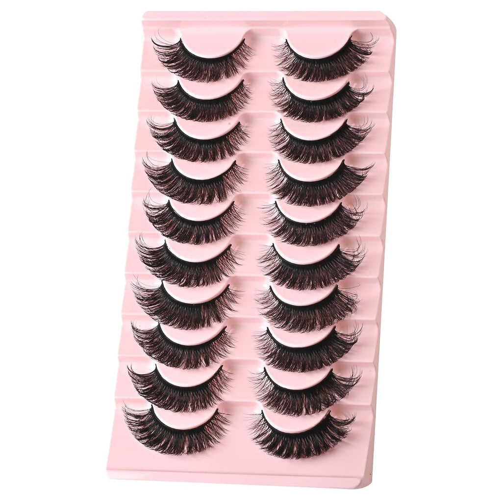Cat Eye Lashes Mink Eyelashes Strips Natural Fluffy Russian Strip Eyelash Extension Looking Wispy Full Volume Fox Lash CC Curl Dramatic Short 8Mm-15Mm Pestañas Postizas for Women