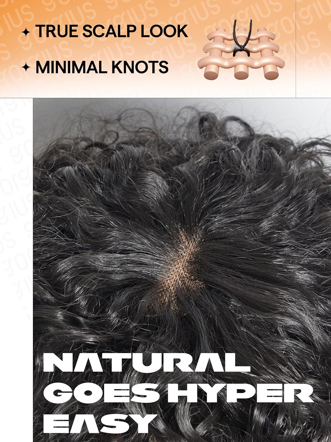 Veralux Blend Human Hair Glueless Curly Wig with Bangs Natural Black Synthetic Curtain Bang with Realistic Scalp Put on and Go 20 Inch