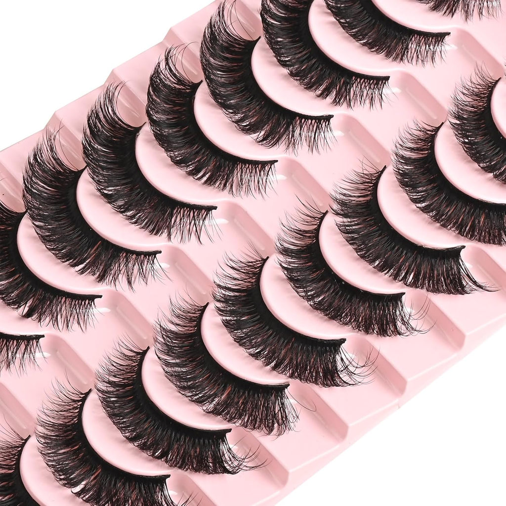 Cat Eye Lashes Mink Eyelashes Strips Natural Fluffy Russian Strip Eyelash Extension Looking Wispy Full Volume Fox Lash CC Curl Dramatic Short 8Mm-15Mm Pestañas Postizas for Women