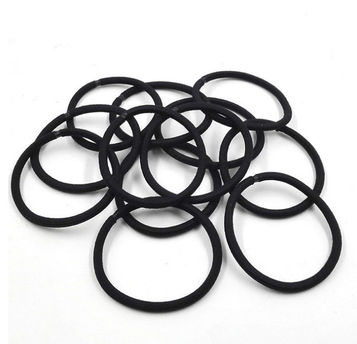 100Pcs Black Elastic Hair Ties - Anaya Beauty