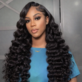 Deep Wave Lace Front Wigs Human Hair 200 Density Glueless Wigs for Black Women 13X4 HD Lace Frontal Raw Human Hair Pre Plucked with Baby Hair 22 Inch - Anaya Beauty