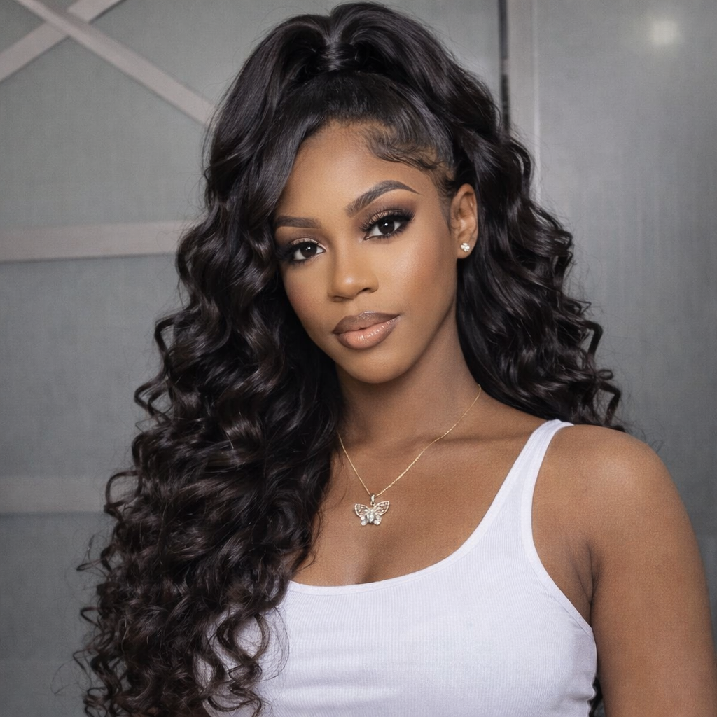 Deep Wave Lace Front Wigs Human Hair 200 Density Glueless Wigs for Black Women 13X4 HD Lace Frontal Raw Human Hair Pre Plucked with Baby Hair 22 Inch - Anaya Beauty