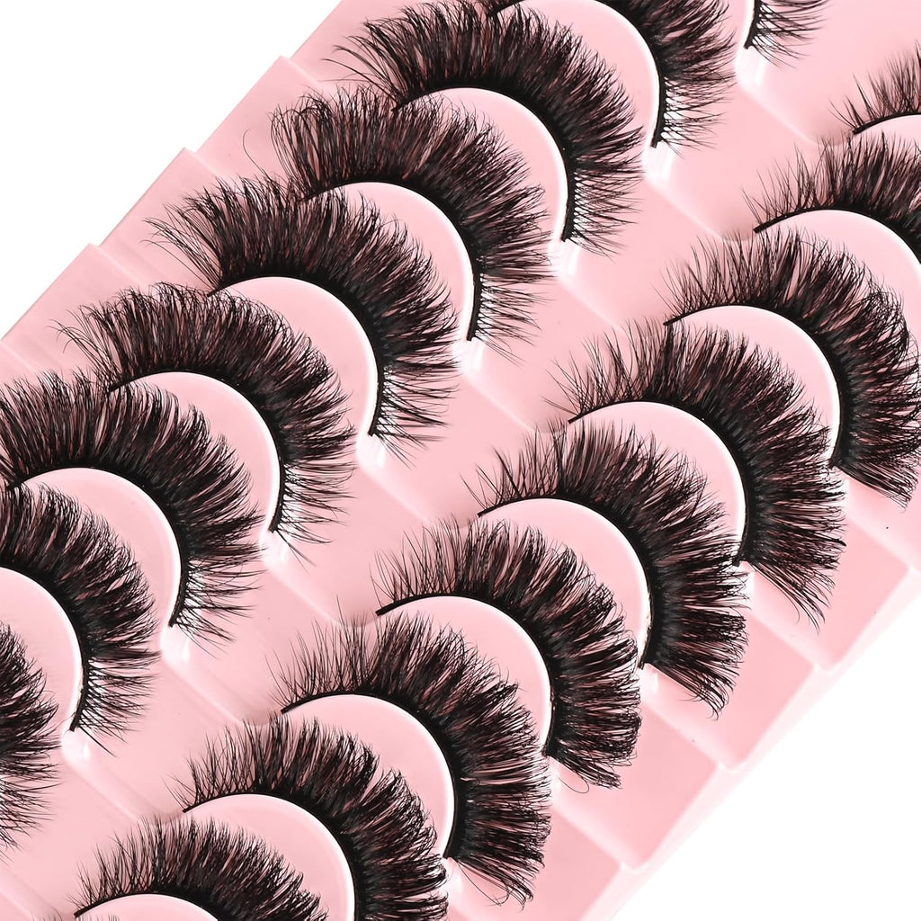 Cat Eye Lashes Mink Eyelashes Strips Natural Fluffy Russian Strip Eyelash Extension Looking Wispy Full Volume Fox Lash CC Curl Dramatic Short 8Mm-15Mm Pestañas Postizas for Women