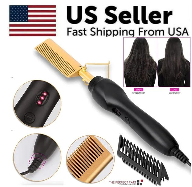 Hair Straightener Comb Pro Electric Beard Straightening Comb Heat Hot Comb Press - Anaya Beauty
