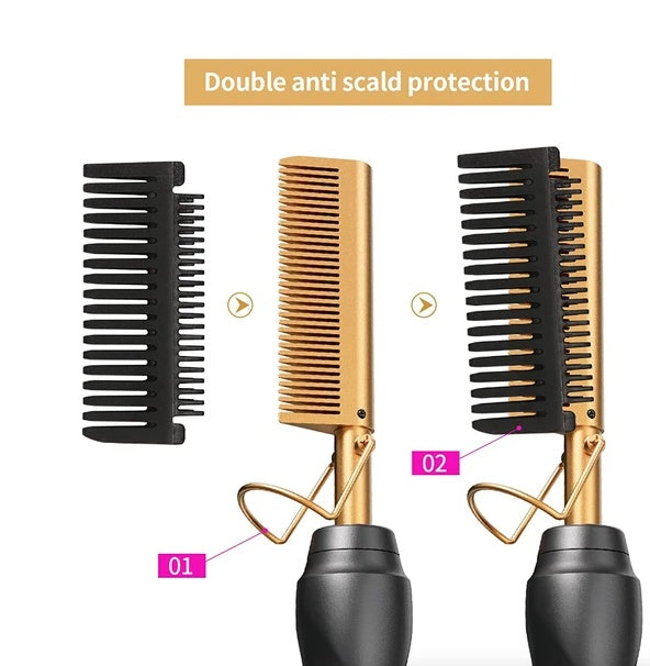 Hair Straightener Comb Pro Electric Beard Straightening Comb Heat Hot Comb Press - Anaya Beauty