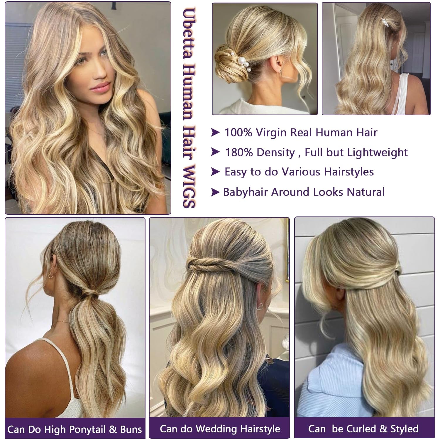 Ash Blonde Wig Human Hair Lace Front Wigs 30 Inch 13X4 HD Glueless Wigs Human Hair Pre Plucked Balayage Ash Blonde Lace Front Wigs 180% Density Blond Highlights Lace Frontal Wigs for White Women