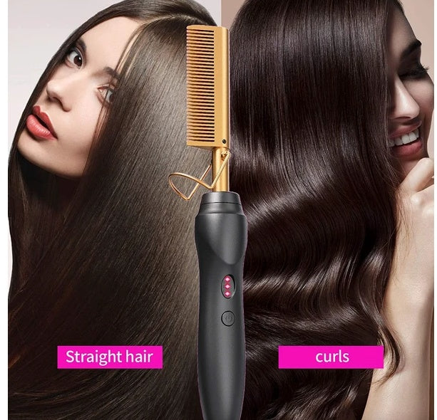 Hair Straightener Comb Pro Electric Beard Straightening Comb Heat Hot Comb Press - Anaya Beauty